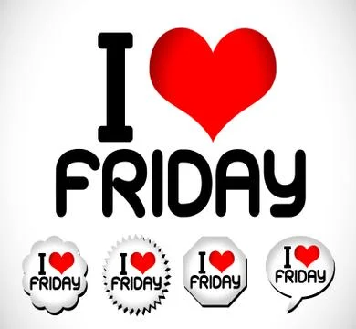 I love friday, font type with signs I love weekend Stock Illustration