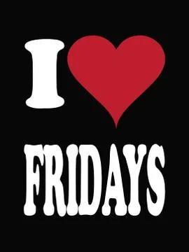 I love friday typography vector illustration.Isolated on black background Stock Illustration