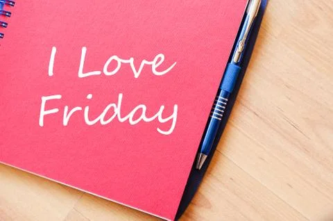 I love friday write on notebook Stock Photos