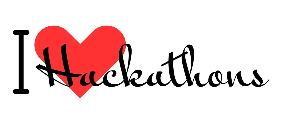 I love Hackathons creative slogan. Hand drawn letters with red heart. Vecto.. 스톡 일러스트