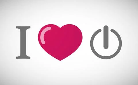 "I love" hieroglyph with an off button Stock Illustration