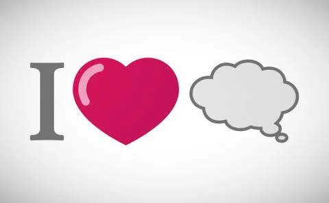 "I love" hieroglyph with a comic cloud balloon Stock Illustration