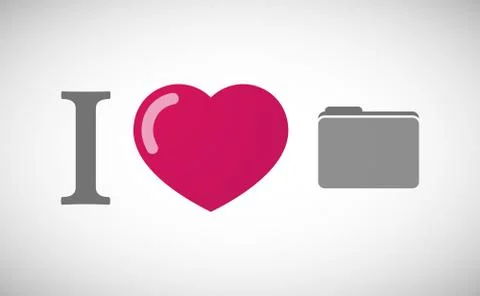 "I love" hieroglyph with a folder Stock Illustration