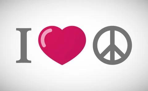 "I love" hieroglyph with a peace sign Stock Illustration