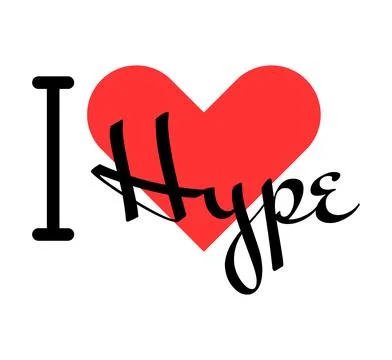 I love Hype creative slogan. Hand drawn letters with red heart. Vector illu.. Stock Illustration