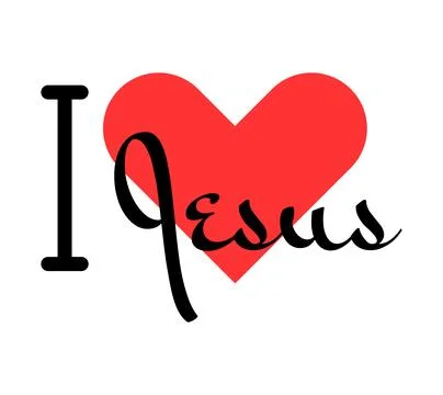I love Jesus creative slogan. Hand drawn letters with red heart. Vector ill.. Stock Illustration