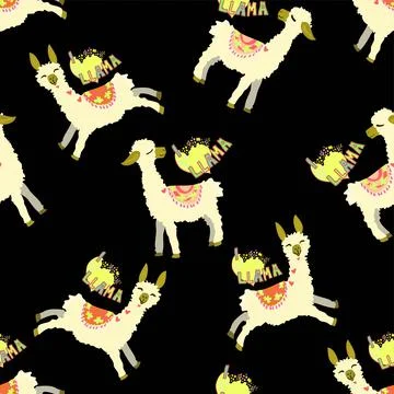 I Love Llama Repeat Vector Pattern Stock Illustration