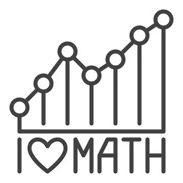 I Love Math vector Mathematics Graph concept line icon Stock Illustration