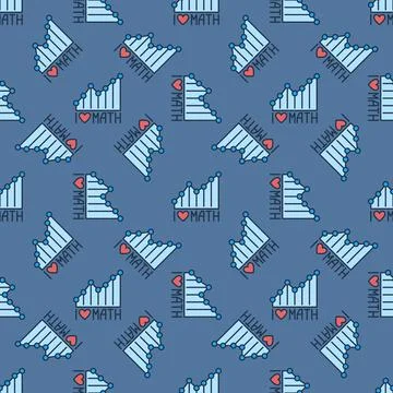 I Love Math vector Mathematics modern colored seamless pattern Stock Illustration