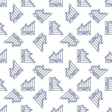 I Love Math vector Mathematics Graph concept line seamless pattern Illustrazione stock