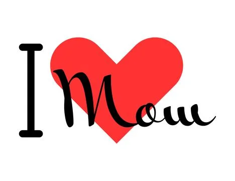 I love Mom creative slogan. Hand drawn letters with red heart. Vector illus.. Stock Illustration