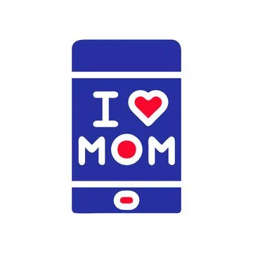 I Love Mom Message on Smartphone Screen Icon Stock Illustration