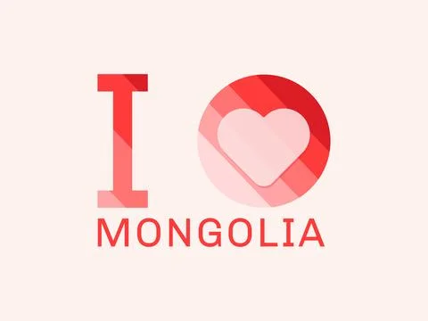 I Love Mongolia with heart shape Vector Stock Illustration
