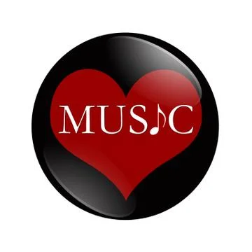 I love music button Stock Illustration