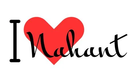 I love Nahant, city of United States. Hand drawn letters with red heart. Ve.. Stock Illustration
