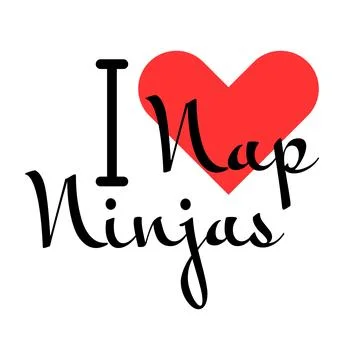 I love Nap Ninjas creative slogan. Hand drawn letters with red heart. Vecto.. 스톡 일러스트