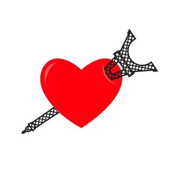 I love Paris. Eiffel Tower and heart. Sign I like France. Parisian Landmark Stock-Illustration