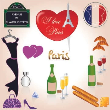 I love Paris Stock Illustration