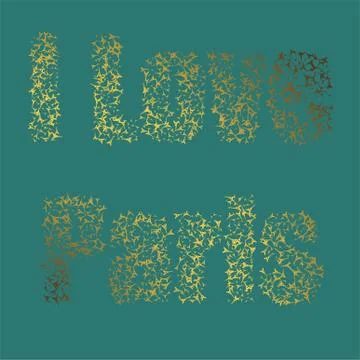 I Love Paris Vector Calligraphic Illustration in Gold Style. Stock Illustration