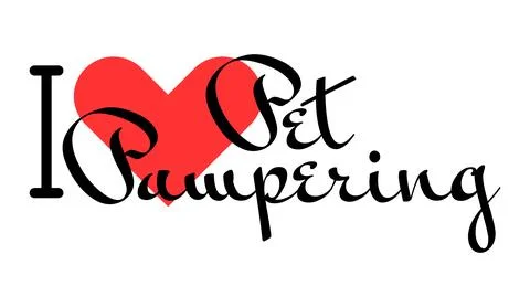 I love Pet Pampering creative slogan. Hand drawn letters with red heart. Ve.. 스톡 일러스트