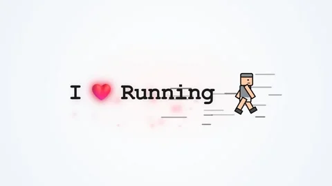 I Love Running Text with Animated Pixel Art Character Stock Footage 336619378