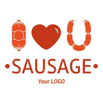 I love sausage vector stock illustration on white background isolated Illustrazione stock