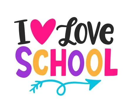 I love School Vector hand lettering banner template Stock Illustration
