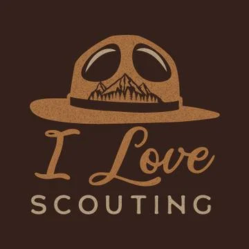 I love scouting Logo Design. Boy scout adventure badge patch. Camp design for t Stockillustratie