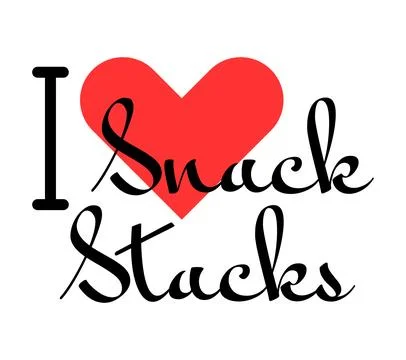 I love Snack Stacks creative slogan. Hand drawn letters with red heart. Vec.. Stock Illustration
