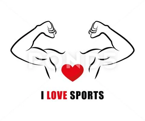 I love sports icon with heart and barbell vector illustration