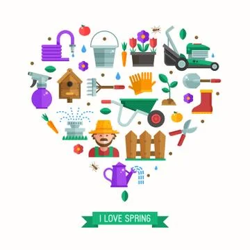 I Love Spring Card Stock Illustration