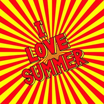 I Love Summer in the radiating rays. Stock Illustration