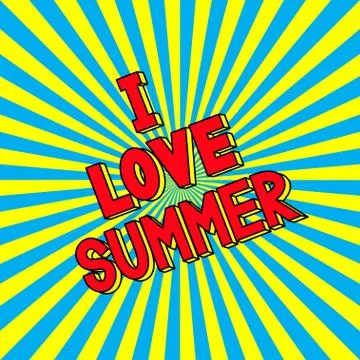 I Love Summer in the radiating rays. Stock Illustration