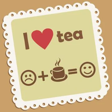 I love tea. Retro vector icon. Illustrazione stock