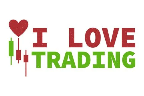 I Love Trading - distressed vector illustration with heart and candlestick .. Stockillustratie