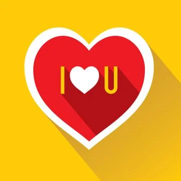 I love U abbreviate write on heart shape Stock Illustration