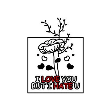I love u but i hate u design vector Stock Illustration