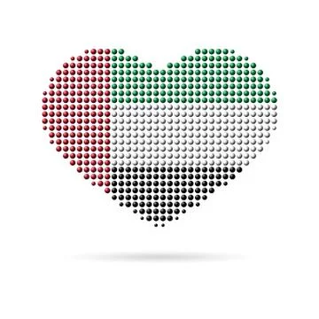 I love UAE, Creative heart flag Stock Illustration
