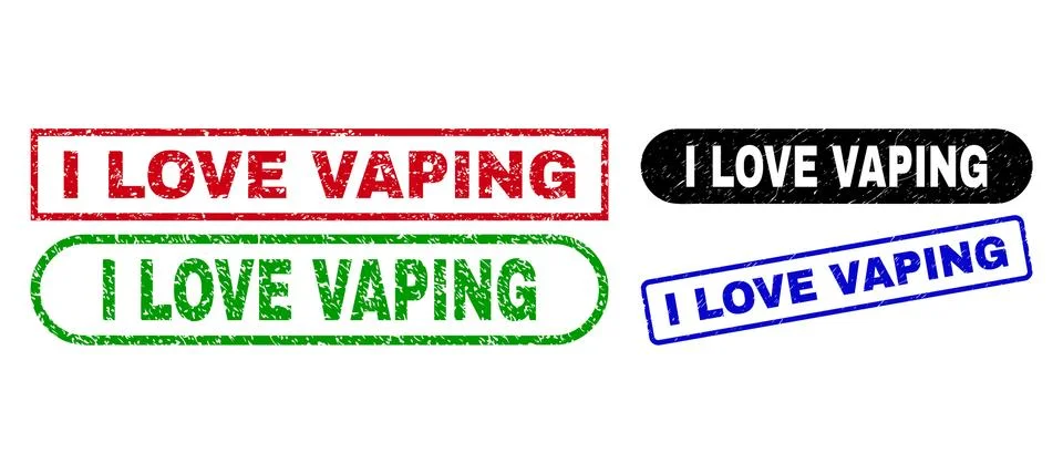 I LOVE VAPING Rectangle Seals Using Corroded Style Stock Illustration