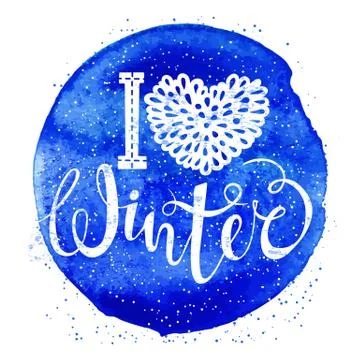 I love winter text element lettering on watercolor background. Seasonal shopping Stock Illustration
