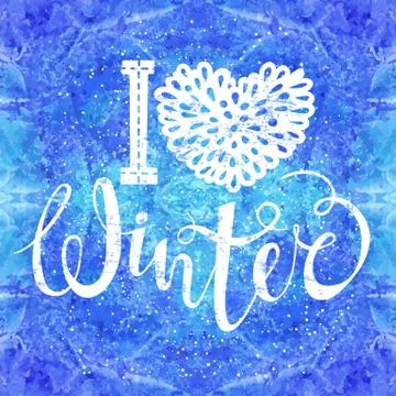 I love winter text element lettering on watercolor background. Seasonal shopping Illustrazione stock