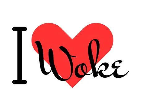 I love Woke creative slogan. Hand drawn letters with red heart. Vector illu.. Stock Illustration
