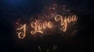 I Love You Confession Greeting Text With Colored Slow Motion Fireworks Stock Footage