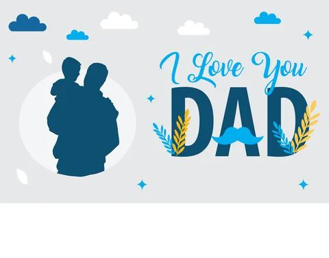I love you Dad. Vector silhouette illustration of a father and son. clouds an Stock-Illustration