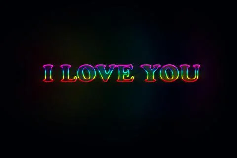 I love you. Declaration of love. Neon text on a black background. Stock Illustration