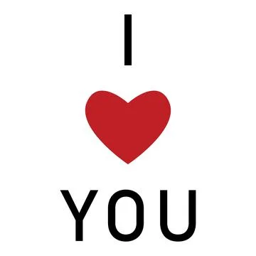 I Love You Declaration with Red Heart and Simple Design Stock Illustration