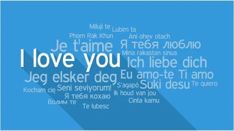 I LOVE YOU in different languages, word tag cloud Illustrazione stock