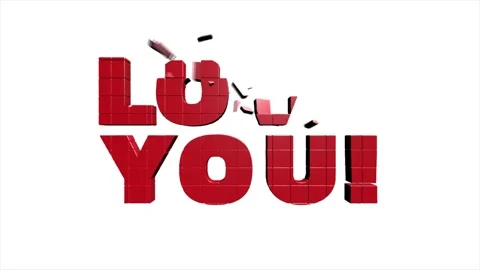 I love you flat text banner intro outro. I love you title reveal. Stock Footage 153875124