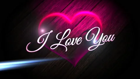 I Love You with neon romantic heart and light Stock Footage