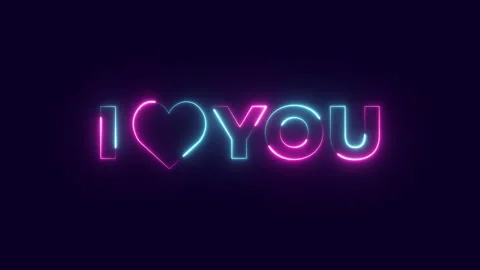 I love you Neon Text advertisement promo animation video with dark background .  Stock Footage 295977830